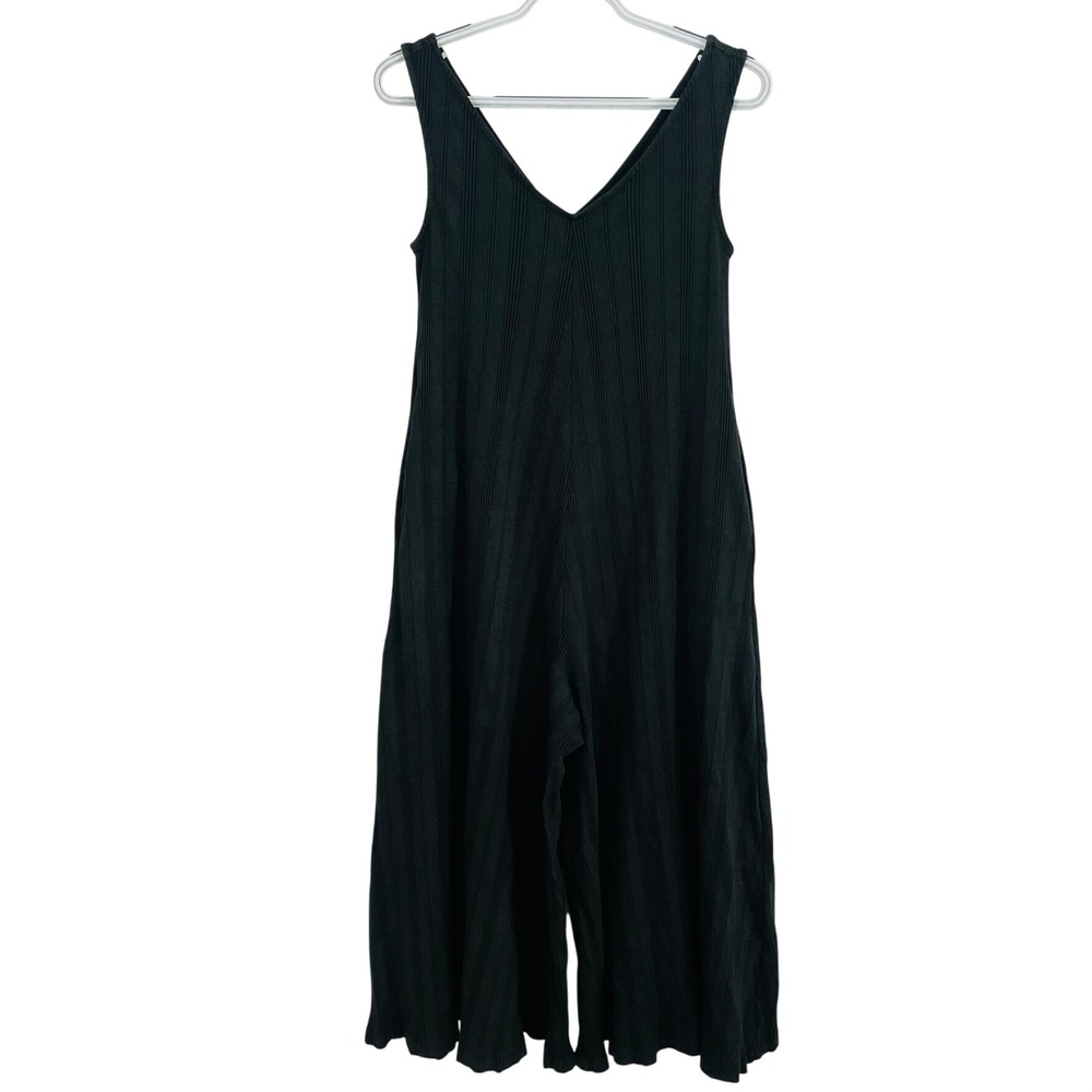 Mien Studios Wide Leg Jumpsuit Organic Cotton Ribbed V-Neck Pockets‎ $178 Small